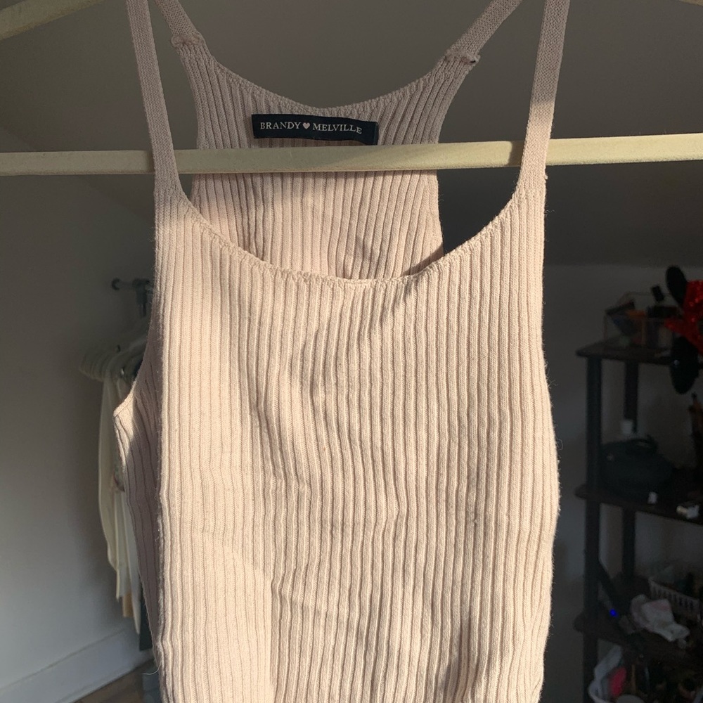 Brandy Melville Dusty Baby Pink Knit Crop Tank